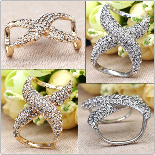 Rhinestone Scarf Buckle - Crystal Ring Clip