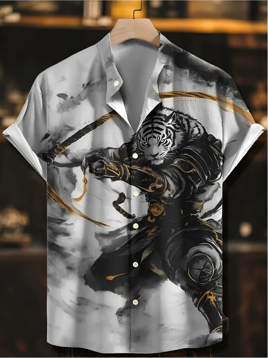 Men's Tiger Print Casual Shirt | Short Sleeve