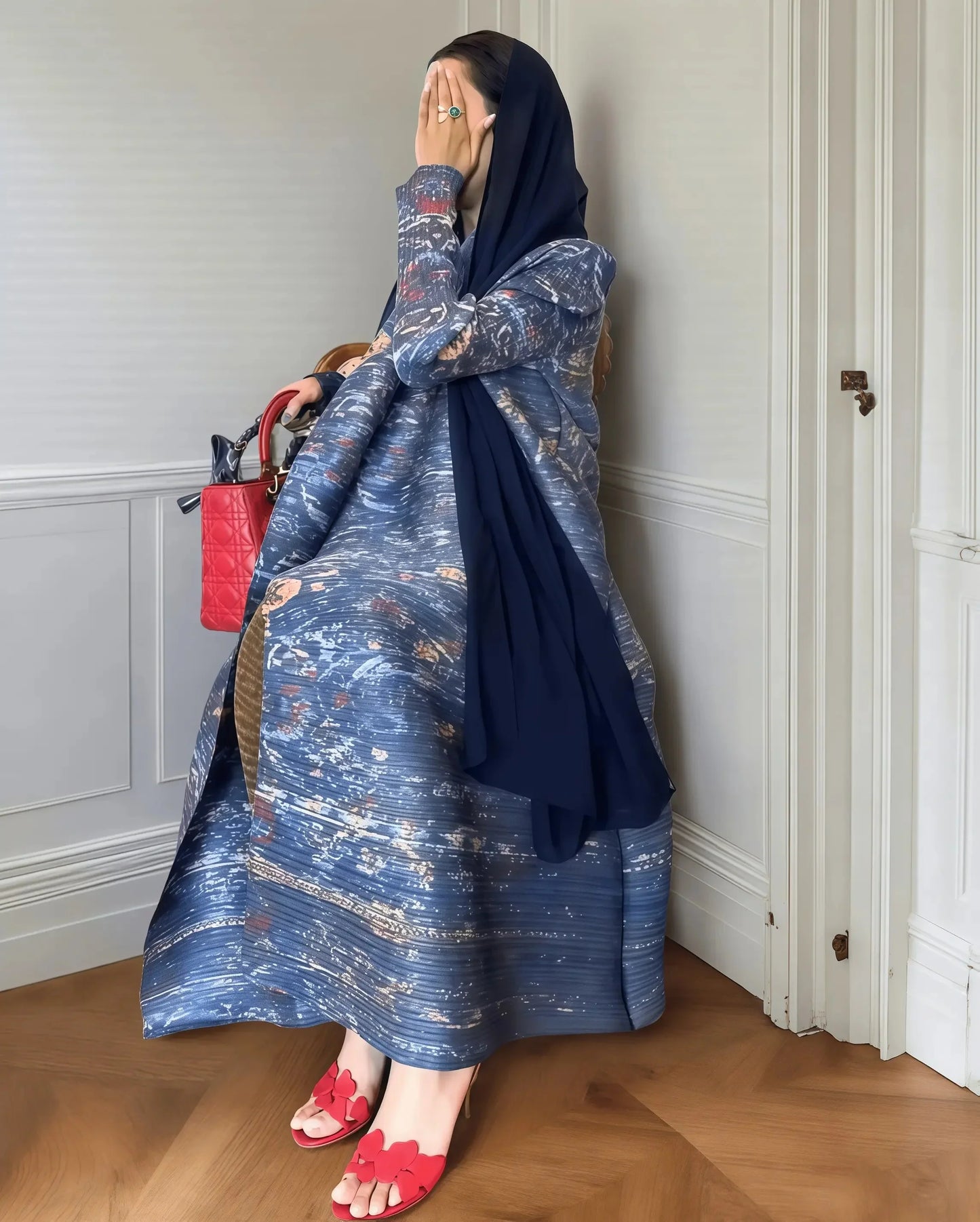 Vintage Print Abaya - Flowy Kimono Cardigan