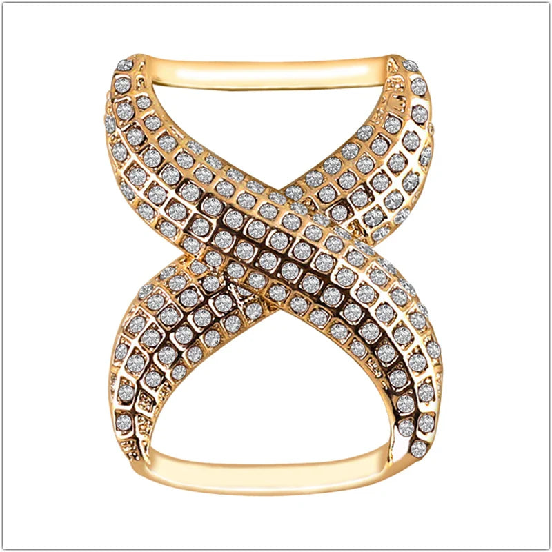 Rhinestone Scarf Buckle - Crystal Ring Clip