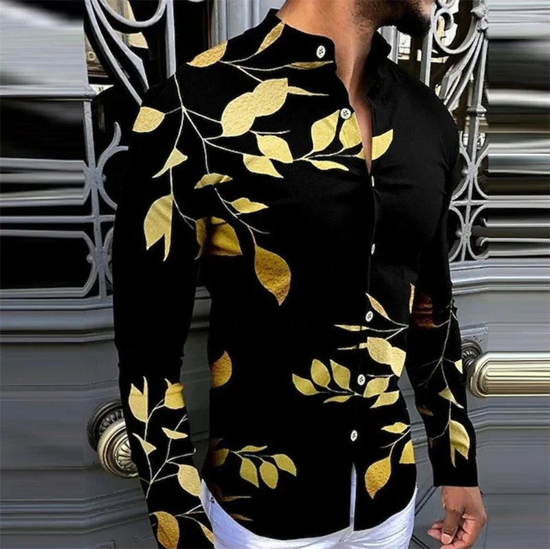 Men's Shirt Long Sleeve Silk 3D print Shirt