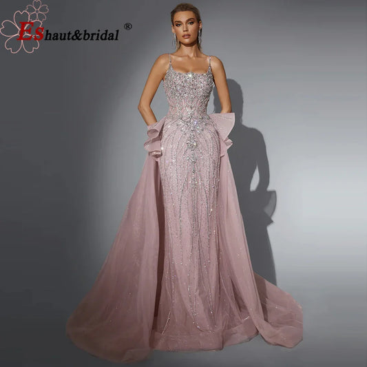 Beaded Mermaid Evening Dress - Detachable Skirt