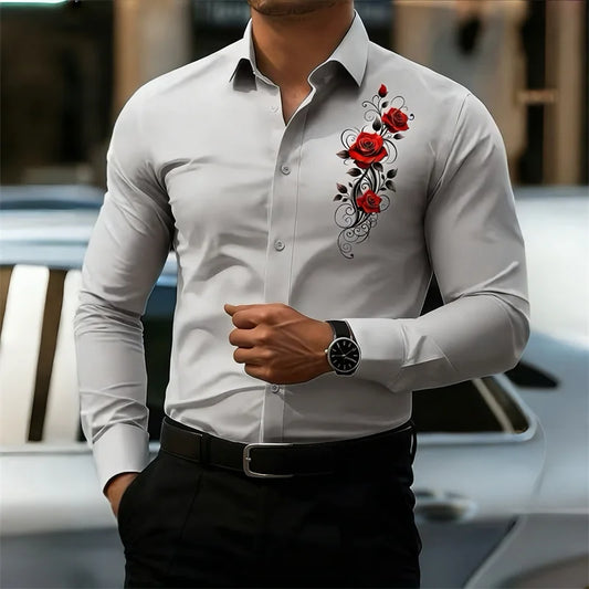 Vintage Rose Print Shirt - Long Sleeve