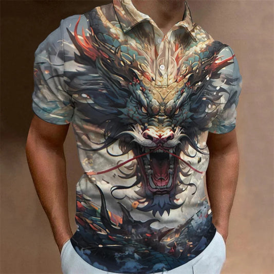 Men's Dragon 3D Print Polo Shirt