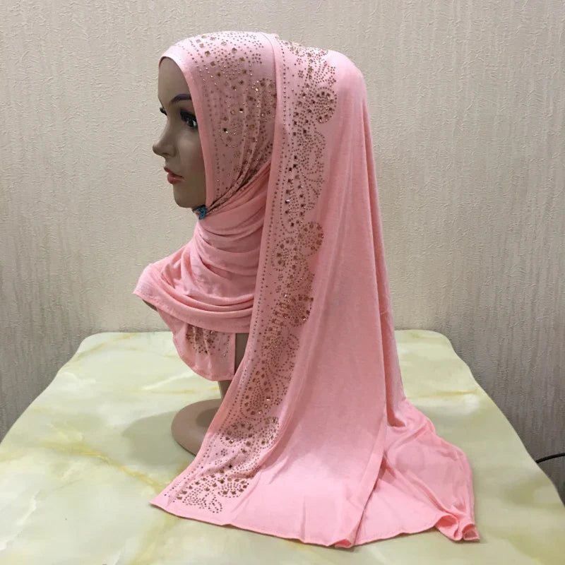 Premium Jersey Hijab - Stone Embellished Scarf