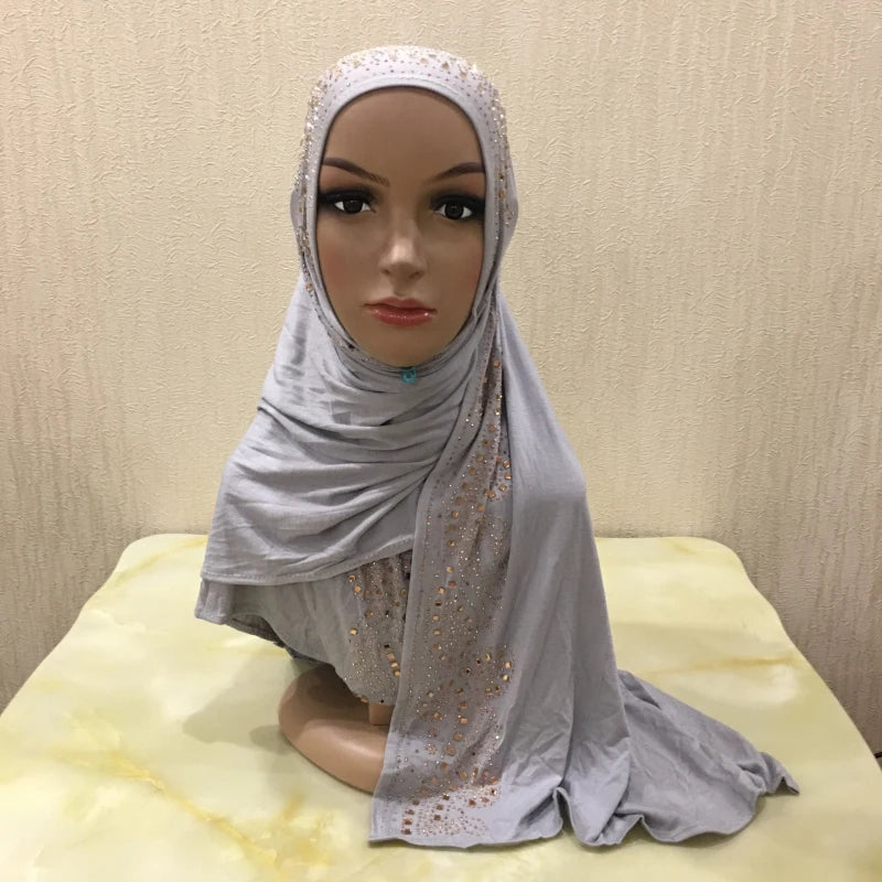 Premium Jersey Hijab - Stone Embellished Scarf