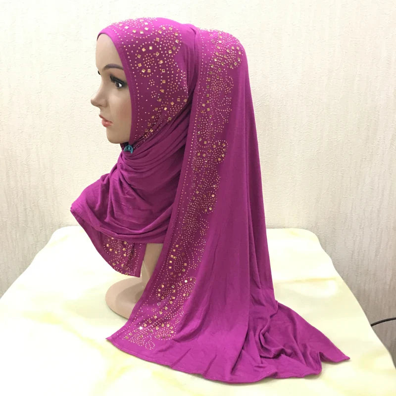 Premium Jersey Hijab - Stone Embellished Scarf