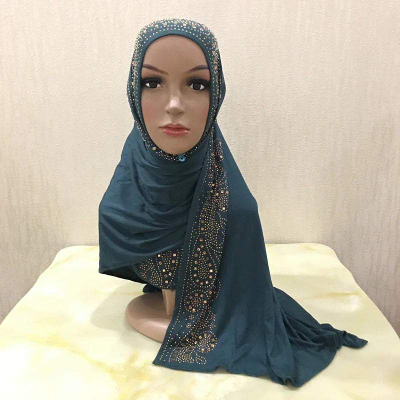 Premium Jersey Hijab - Stone Embellished Scarf