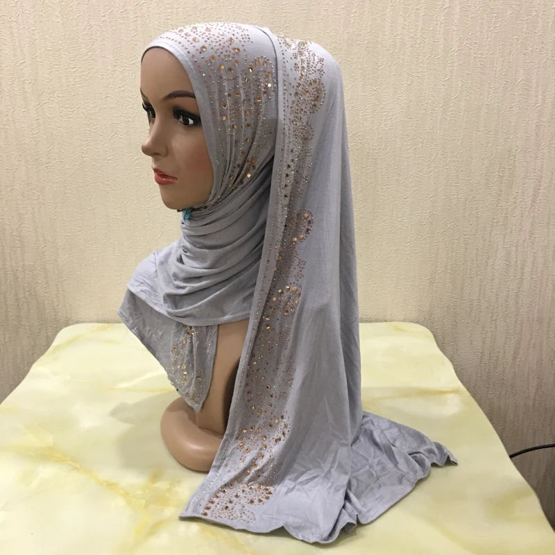 Premium Jersey Hijab - Stone Embellished Scarf