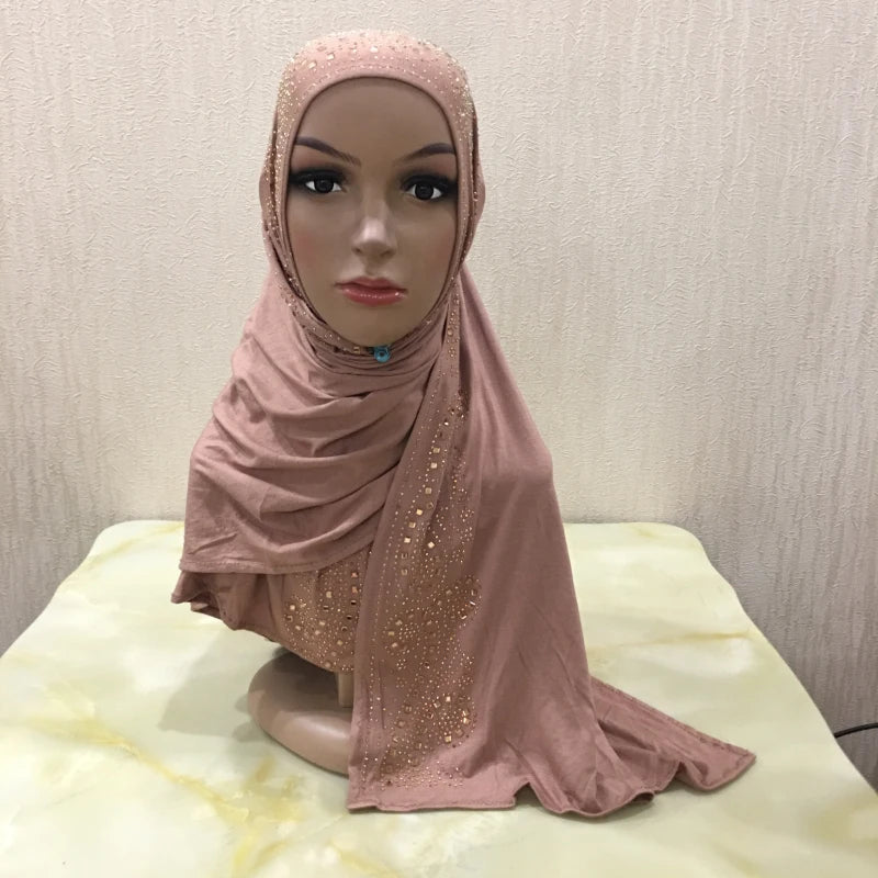Premium Jersey Hijab - Stone Embellished Scarf