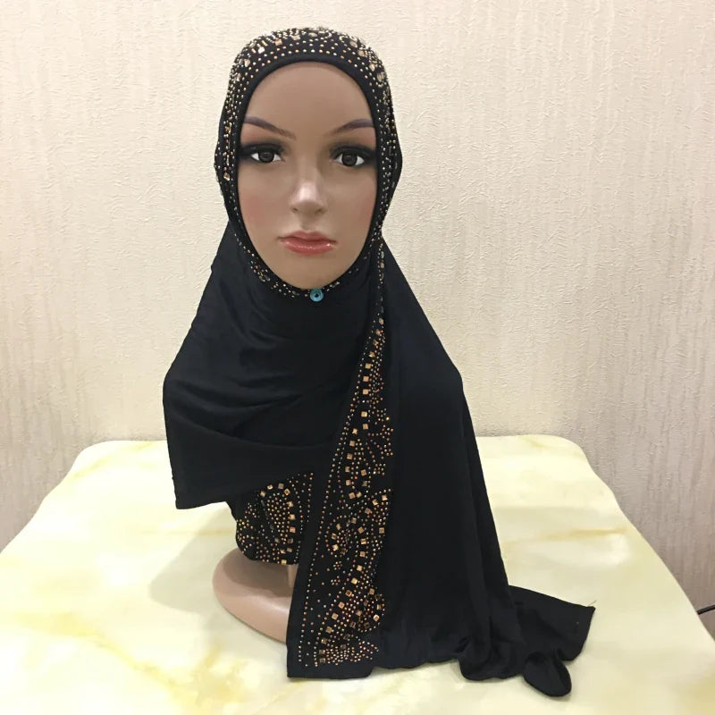 Premium Jersey Hijab - Stone Embellished Scarf
