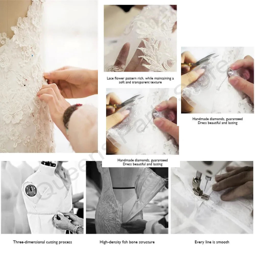 Sparkling Sequin Elegant Evening Gown Long Sleeved Beaded Crystal Bridal Gown Formal Ball Gown Customized