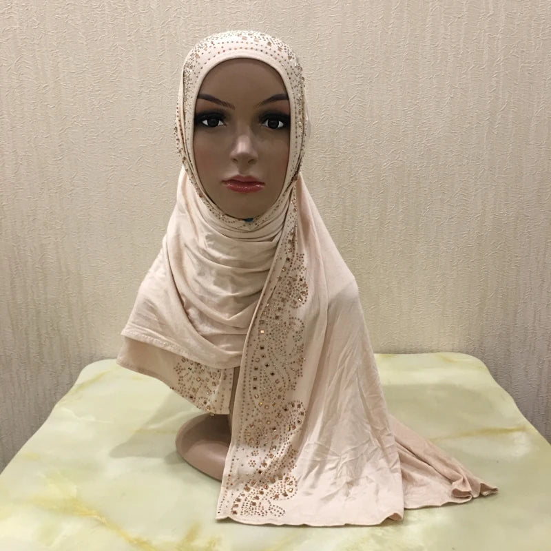 Premium Jersey Hijab - Stone Embellished Scarf