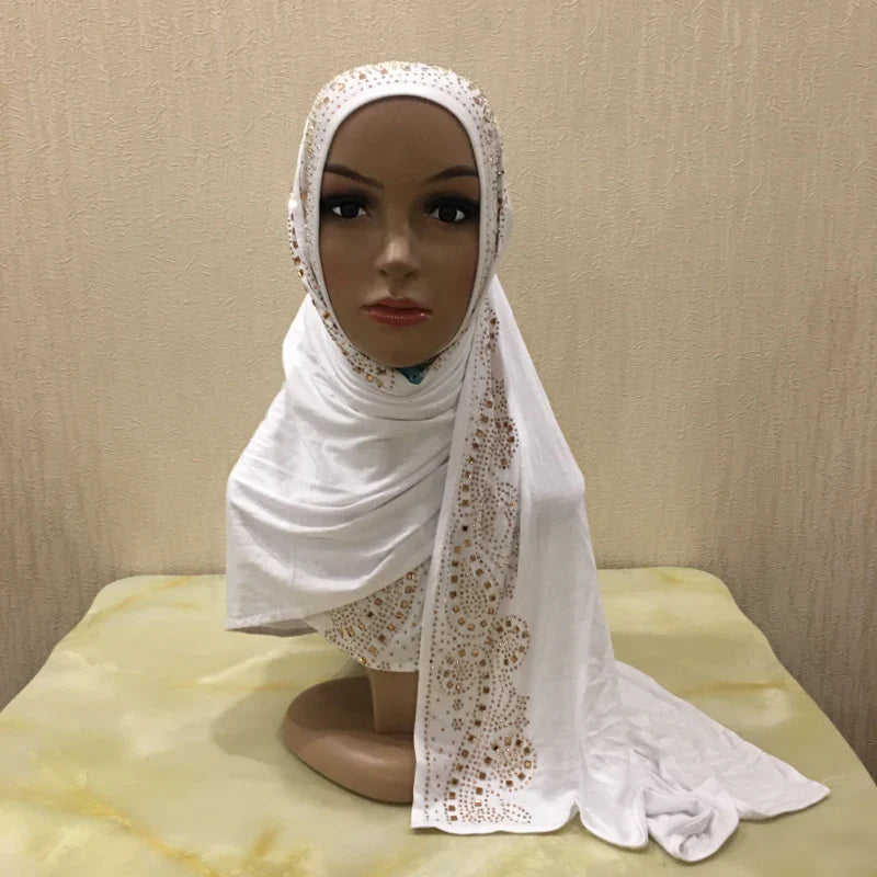 Premium Jersey Hijab - Stone Embellished Scarf