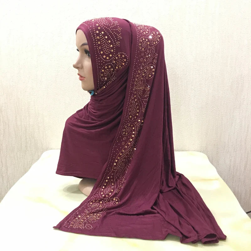 Premium Jersey Hijab - Stone Embellished Scarf