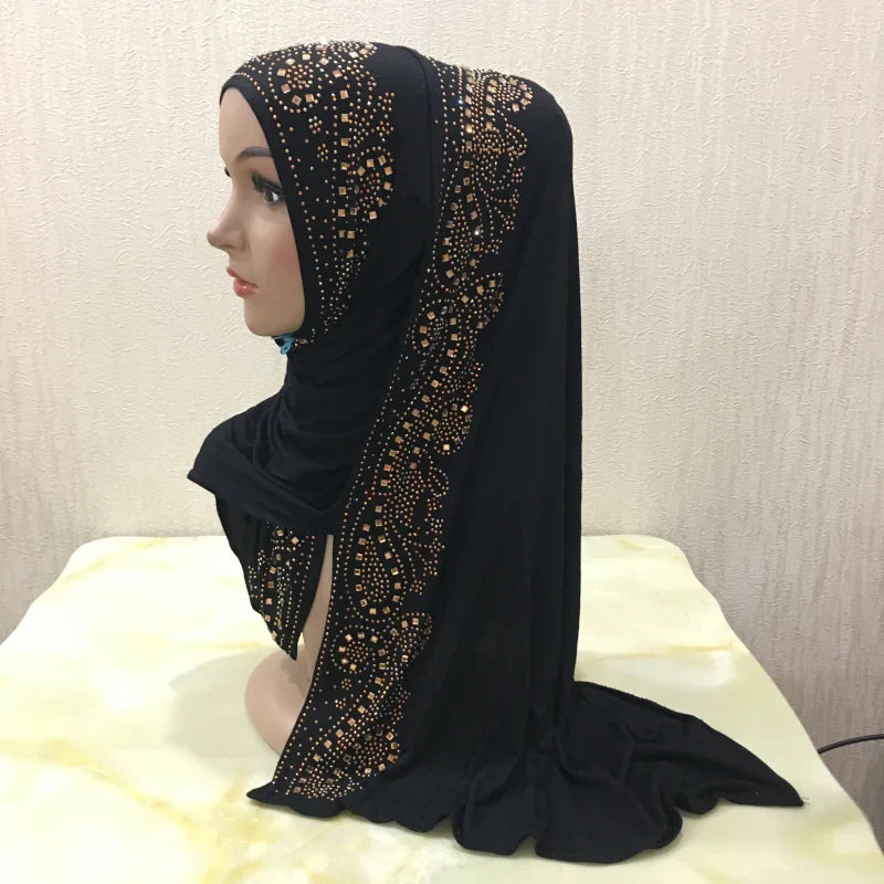 Premium Jersey Hijab - Stone Embellished Scarf