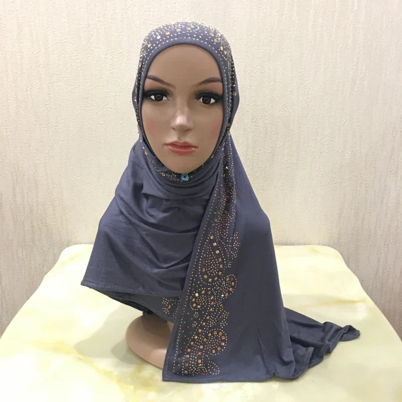 Premium Jersey Hijab - Stone Embellished Scarf