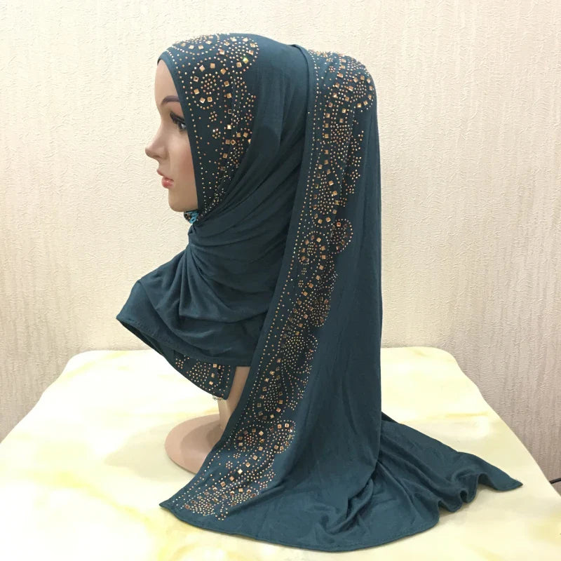 Premium Jersey Hijab - Stone Embellished Scarf