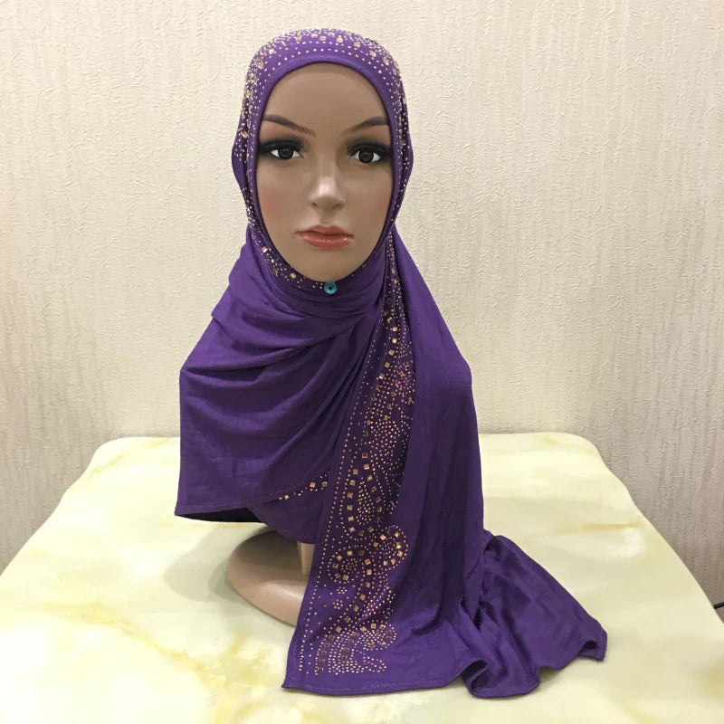 Premium Jersey Hijab - Stone Embellished Scarf