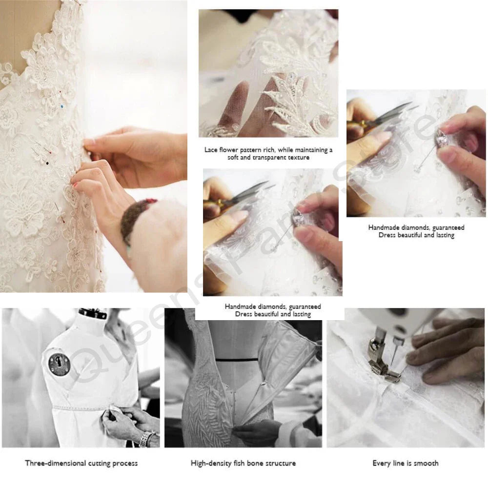 Sparkling Sequin Elegant Evening Gown Long Sleeved Beaded Crystal Bridal Gown Formal Ball Gown Customized