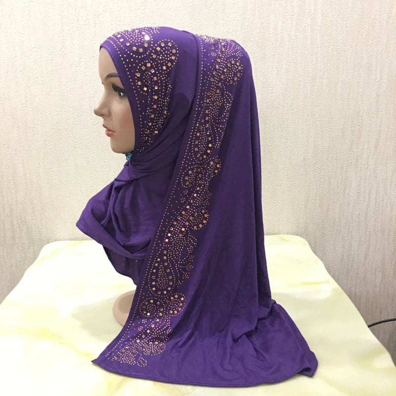 Premium Jersey Hijab - Stone Embellished Scarf