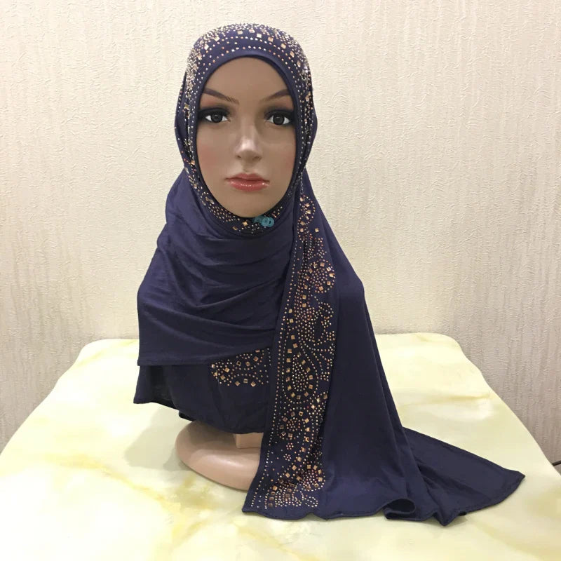 Premium Jersey Hijab - Stone Embellished Scarf
