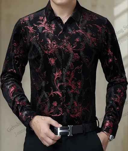 Luxury Paisley Print Shirt - Black & Gold