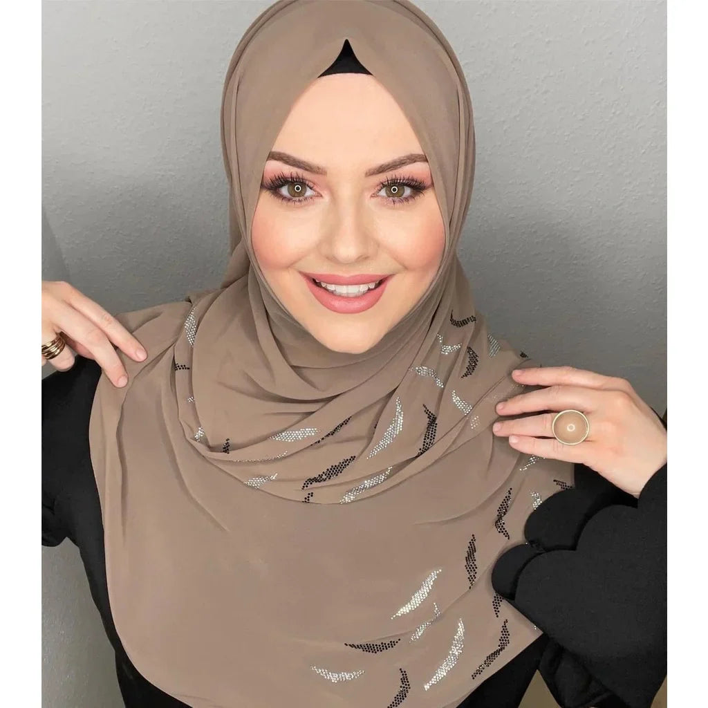 Sequin Chiffon Hijab - Party Turban Scarf