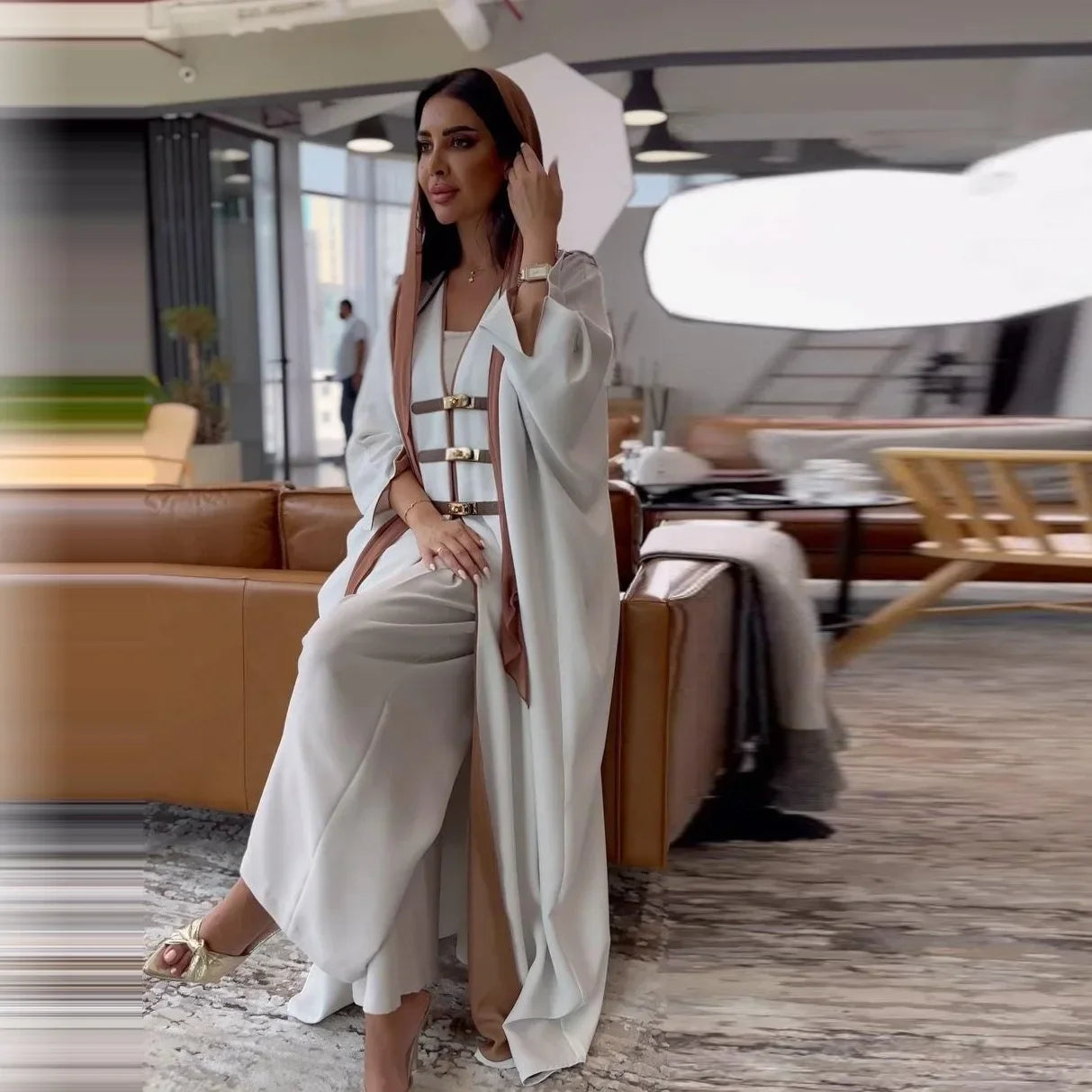 Leather Buckle Kimono Abaya - Ramadan Robe