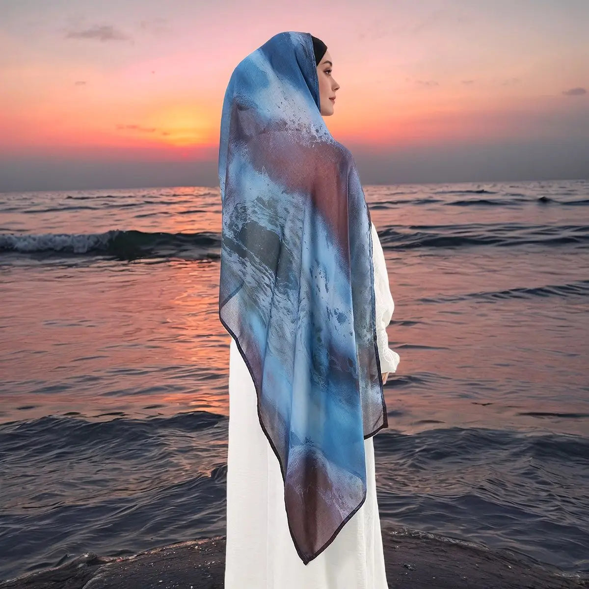 Watercolor Modal Hijab - Printed Scarf
