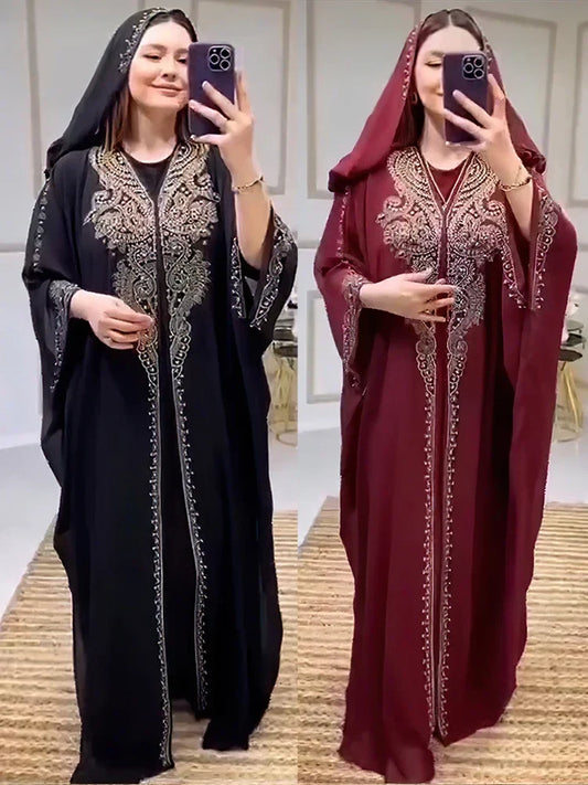 Diamond Hooded Abaya - 2 Piece Morocco Set