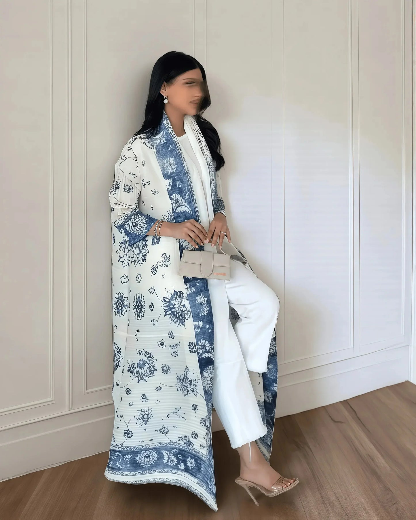 Vintage Print Abaya - Flowy Kimono Cardigan