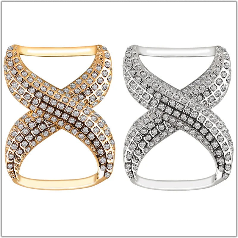 Rhinestone Scarf Buckle - Crystal Ring Clip