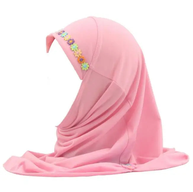 Kids Girls Hijab - Flower Pattern Scarf