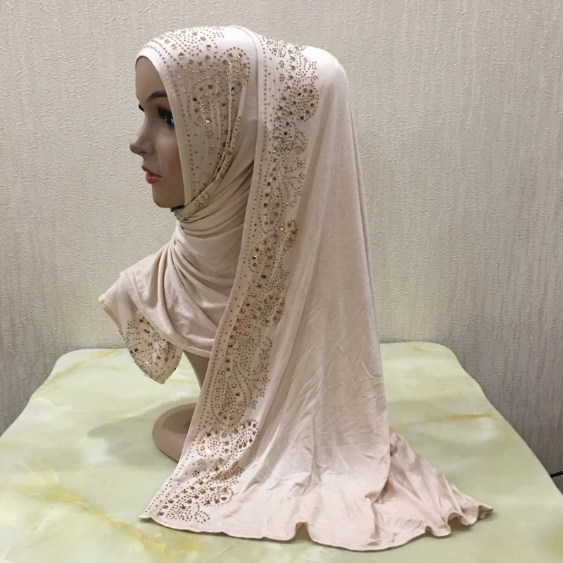 Premium Jersey Hijab - Stone Embellished Scarf