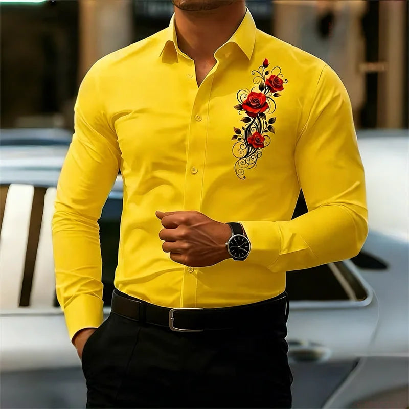 Vintage Rose Print Shirt - Long Sleeve