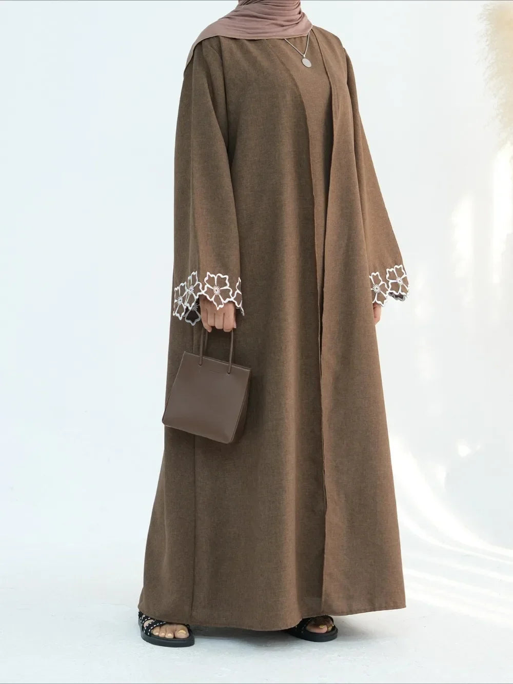Embroidered Abaya - 2 Piece Modest Dress Set