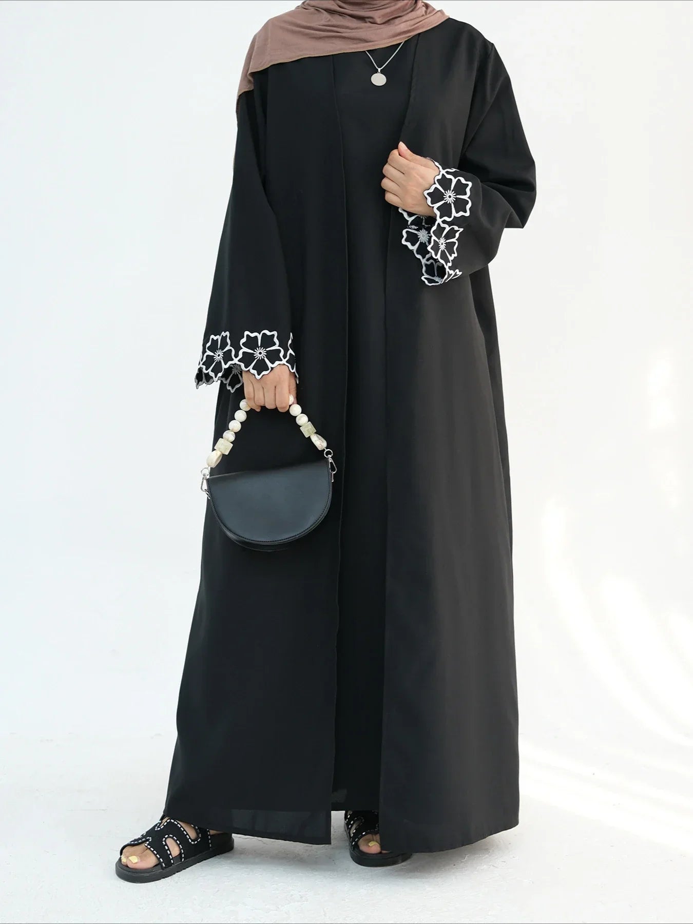 Embroidered Abaya - 2 Piece Modest Dress Set
