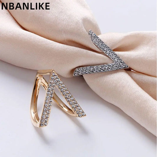V-Shape Scarf Clip - Rhinestone Brooch