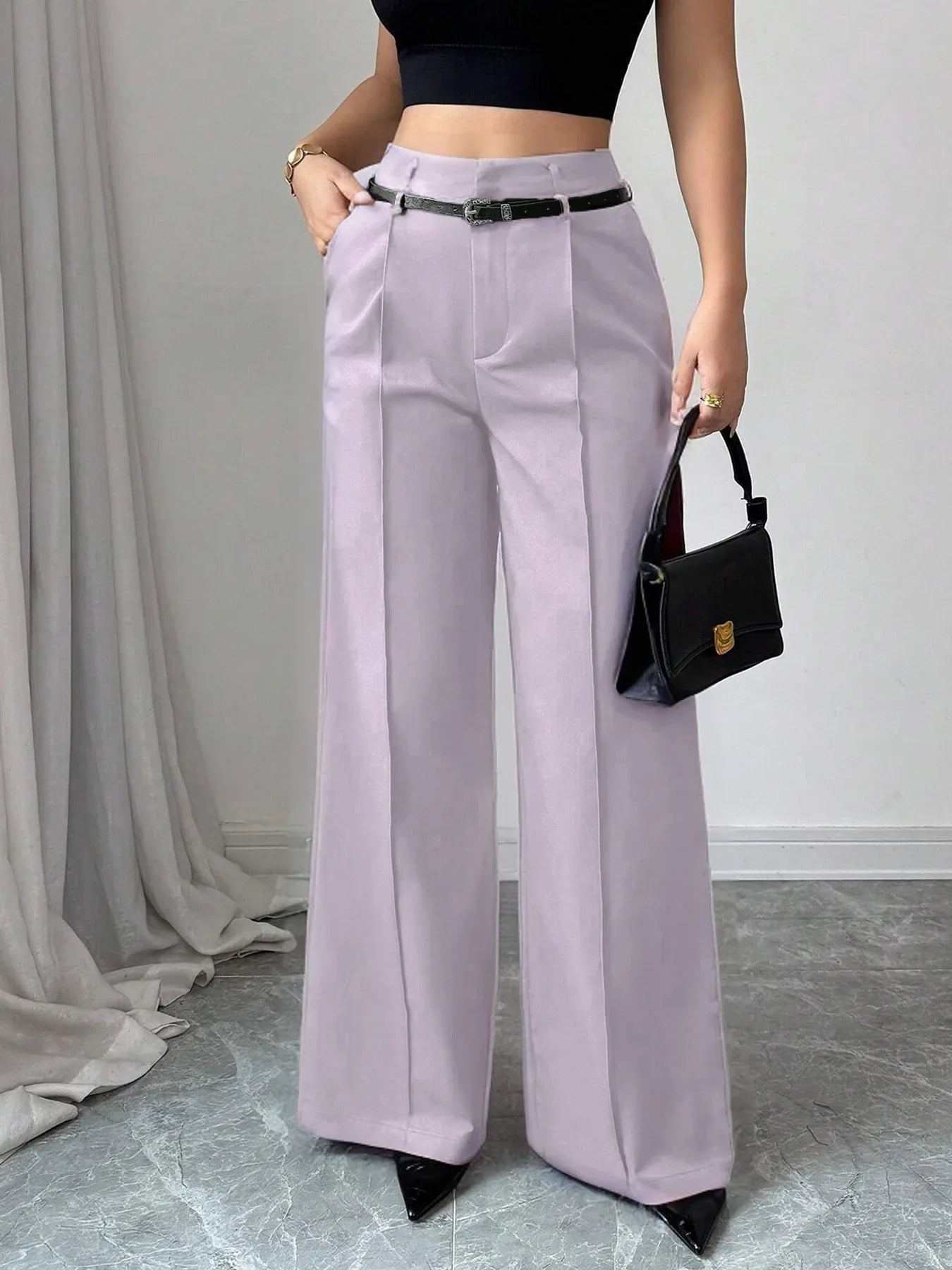 Pants Summer Korean Comfortable Plain Full Length Wide Leg Vacation Pants For Women