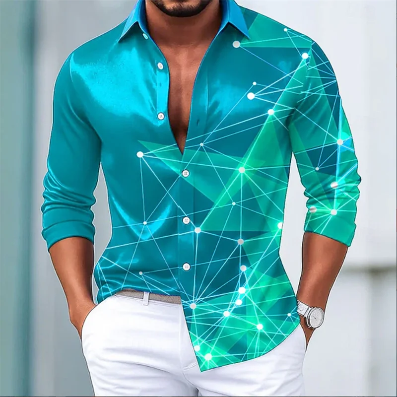 Men's Shirt Long Sleeve Silk 3D print Shirt