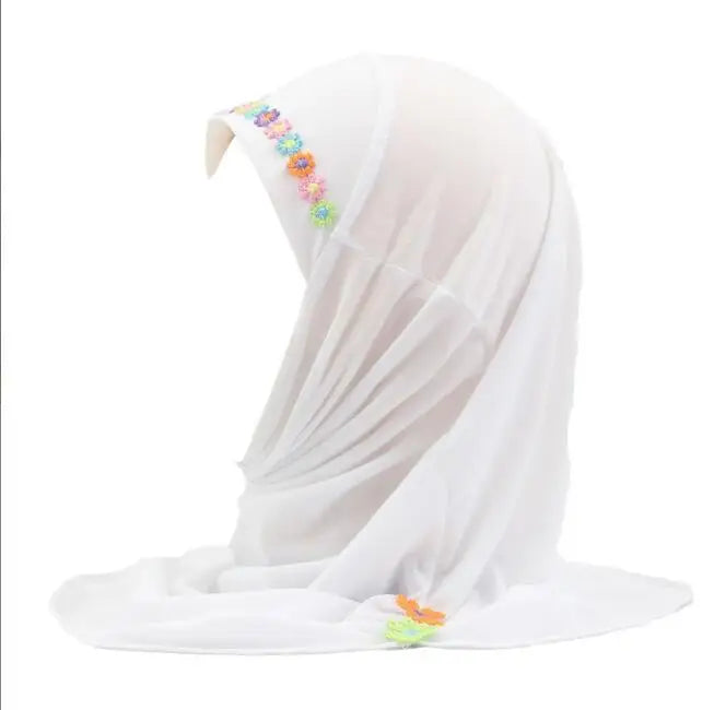 Kids Girls Hijab - Flower Pattern Scarf