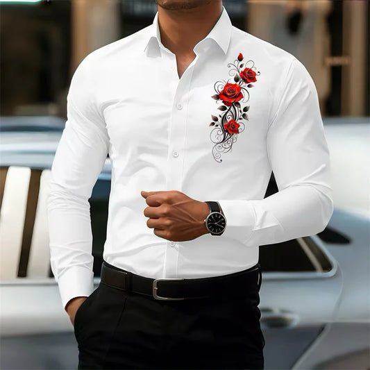 Vintage Rose Print Shirt - Long Sleeve