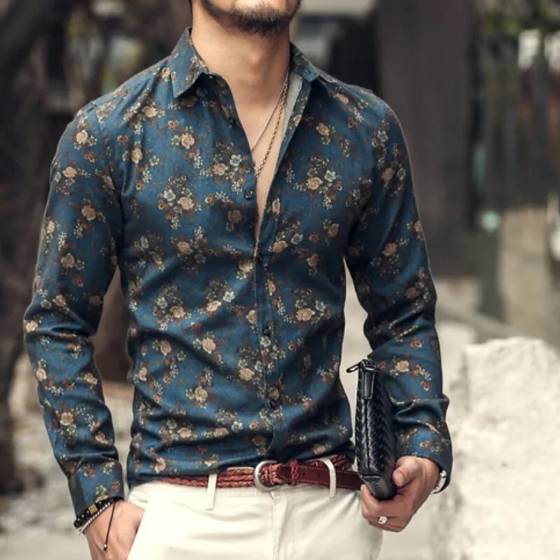 Men's Retro Floral Hawaiian 3D Print Shirt