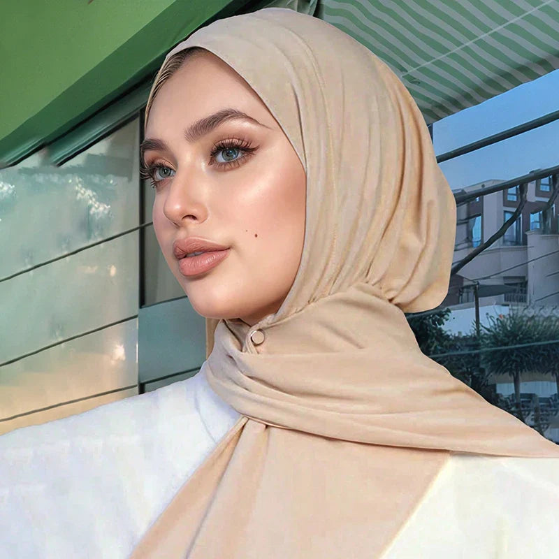 Instant Hijab with Button - Full Cover Turban