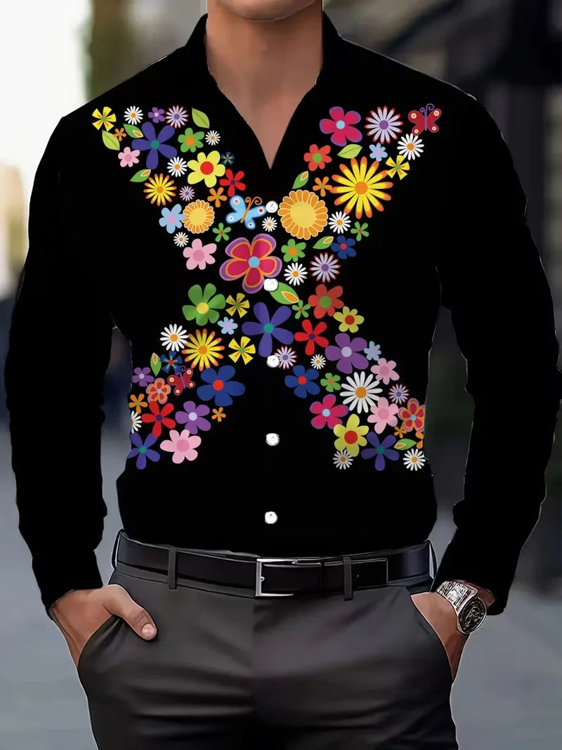 Men's Retro Floral Hawaiian 3D Print Shirt