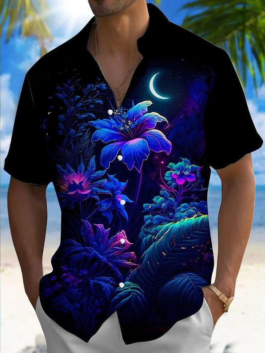 Men's Hawaii Beach Print Shirt | Short Sleeve