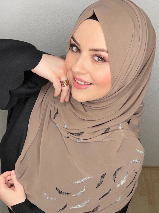 Sequin Chiffon Hijab - Party Turban Scarf