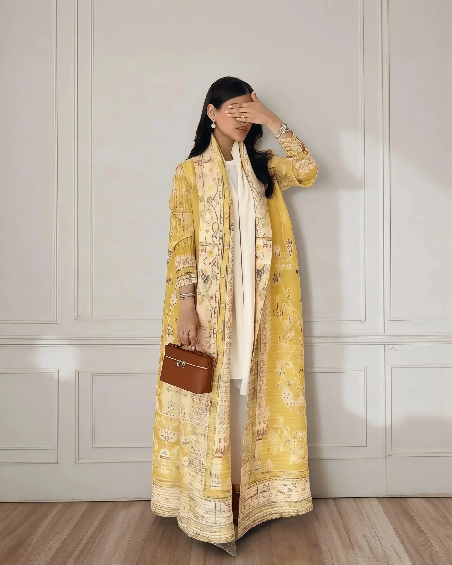 Vintage Print Abaya - Flowy Kimono Cardigan