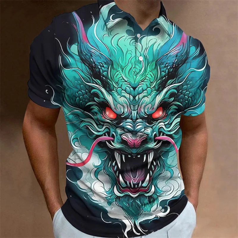 Men's Dragon 3D Print Polo Shirt